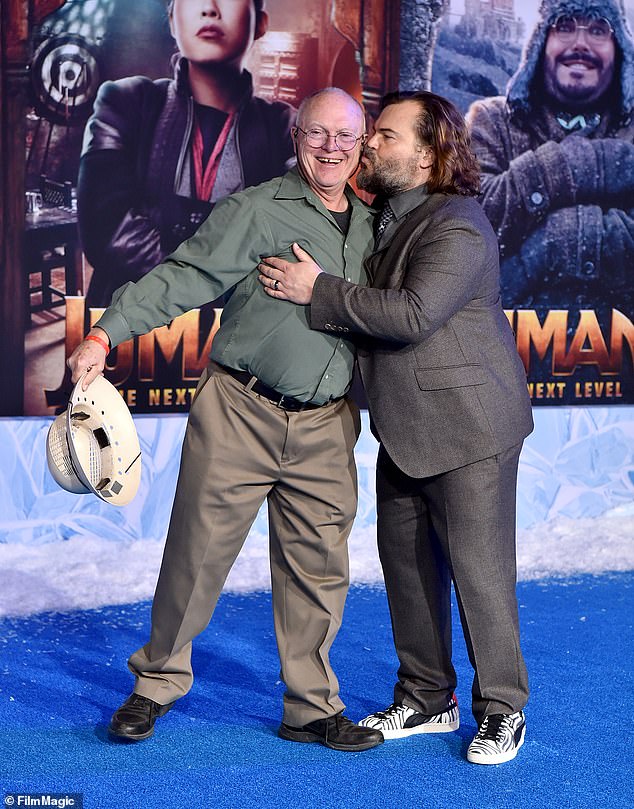 Black hugged his father Thomas William Black at the premiere of Jumanji: The Next Level in Hollywood, California in 2019