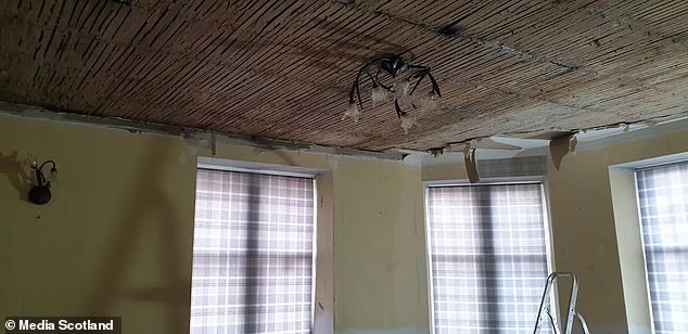 The couple discovered that a pipe had burst in the coop and water had been flowing out for weeks.  Ceilings, floors and walls must be removed