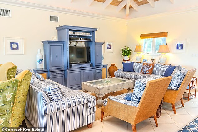 The house where the Bidens stay has colorful décor and a private beach