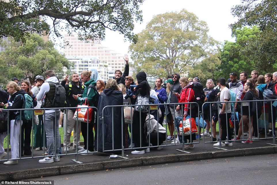 A group of men had been queuing at the Domain for three days when the queue started moving to let people into the Royal Botanic Gardens just before 8am.