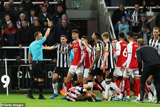 Insiders say the 1-0 defeat at Newcastle was the turning point for Havertz, especially his foul on Sean Longstaff - for which he was booked (pictured)