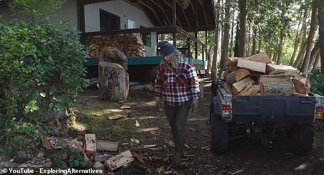 Because the island is protected, Amanda is not allowed to cut down trees, so she cuts down trees that have already fallen, or she says that many pieces of wood wash up with the tide.