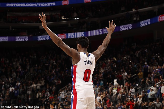 Jalen Duren scored 18 points and 17 rebounds for the Pistons in Saturday night's game