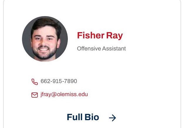 It belonged to the email from Ole Miss assistant Fisher Ray, who Kiffin confirmed was behind it