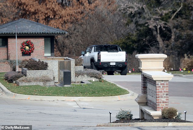 Kelce's all-electric Hummer is pulled back to his mansion in Kansas City after practice