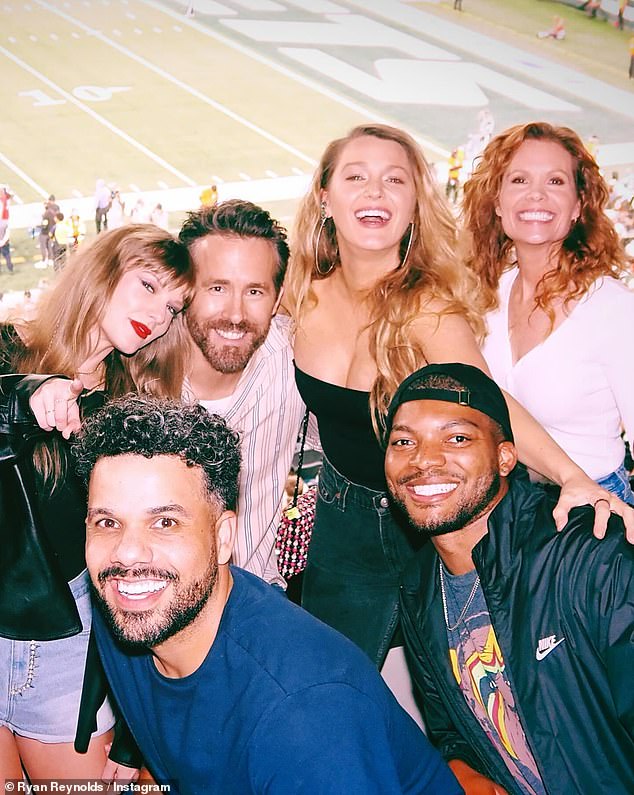 The star also included photos with costars like Hugh Jackman, his Wexham football club associates and one of him and Blake hanging out with their BFF Taylor Swift