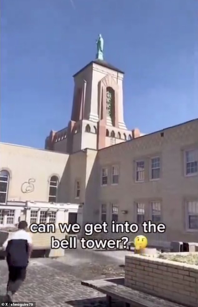 After spending some time inside, the group decided to head to the bell tower