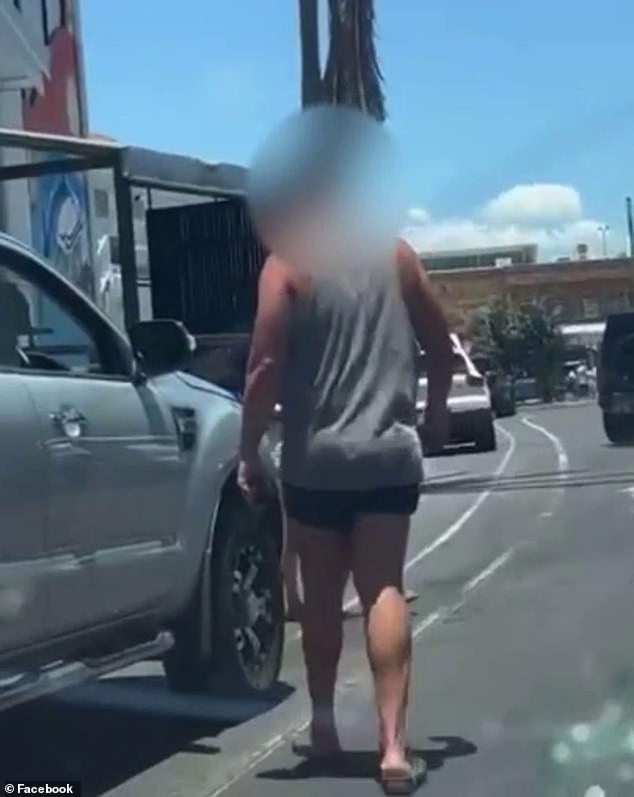 She 'politely' asked the man (pictured) to continue, but he then allegedly 'became completely aggressive, throwing insults left, right and centre' and smashed her windshield.