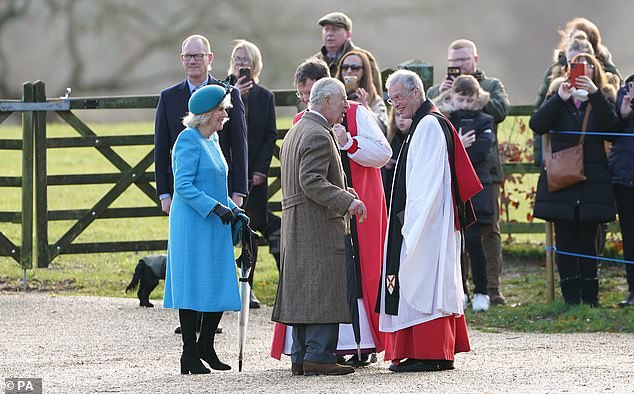 But before welcoming the New Year with their family, the royal couple arrived at the Church of St. Mary Magdalene on Sunday to attend the final service of 2023.