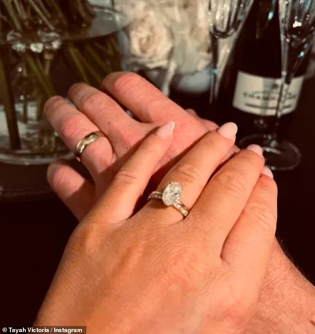 On Sunday, the electrician and the real estate agent - who have a daughter together - revealed their happy wedding news and shared a photo of their beautiful rings