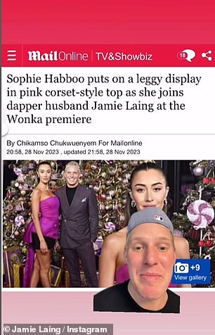 Jamie photoshopped an actual MailOnline article from earlier this month about the couple at the Wonka premiere