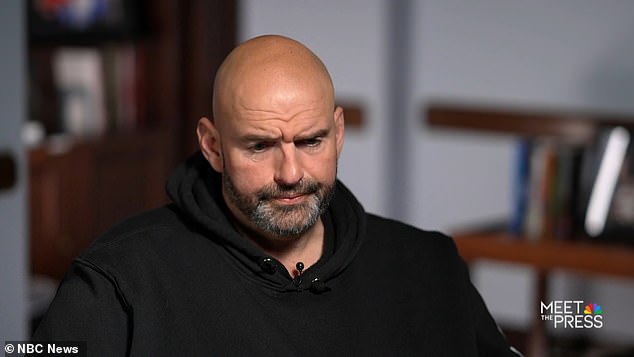 Fetterman (pictured) checked himself into Walter Reed National Military Medical Center last February for depression