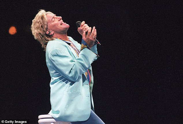 Rod Stewart performs at the Omni Coliseum in Atlanta, Georgia