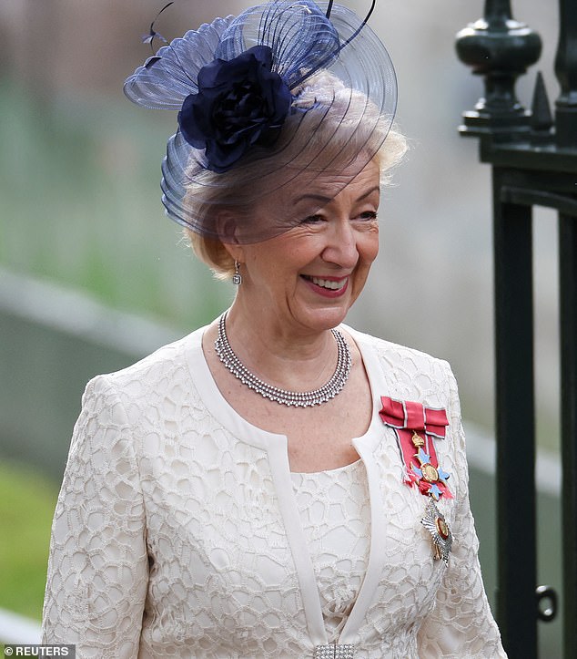 Health Secretary Andrea Leadsom, pictured at the King's coronation ceremony in May, has said: 'I'm delighted that across Britain more of us are getting our five a day'