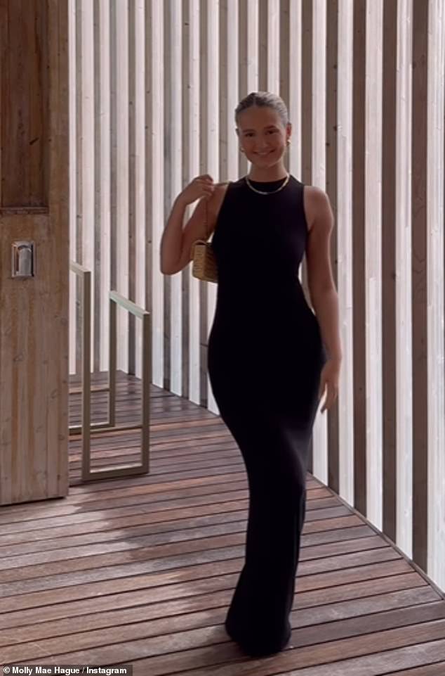 The day before, Molly-Mae shared a clip of herself wearing a black racer neck maxi dress, which showed off her incredible figure