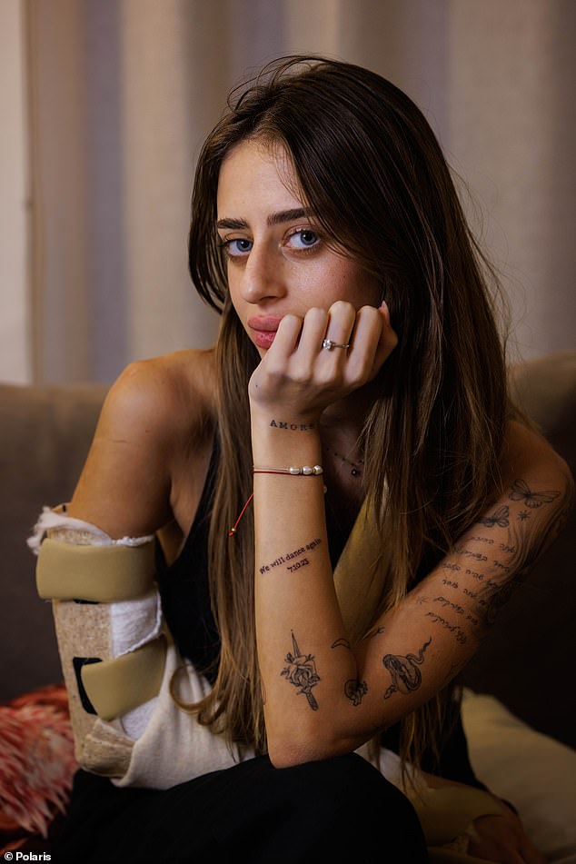 French-Israeli Mia Schem, 21, has had a new tattoo on her arm in memory of the 364 people killed during the Oct. 7 Nova Festival massacre