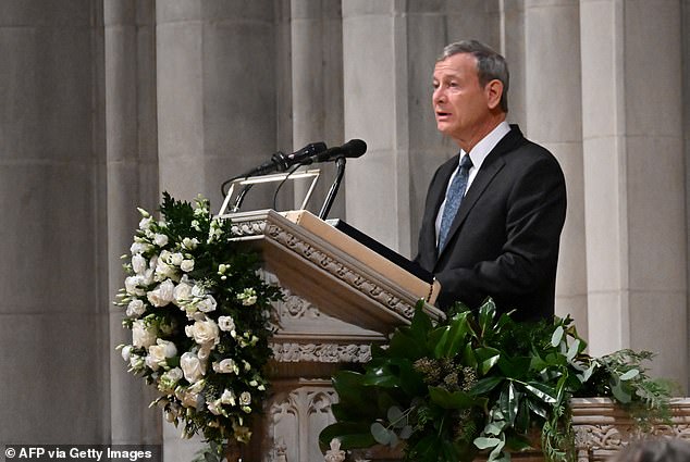 Supreme Court Chief Justice John Roberts spoke Tuesday at the funeral of the late Justice Sandra Day O'Connor about how the Supreme Court was like a family 