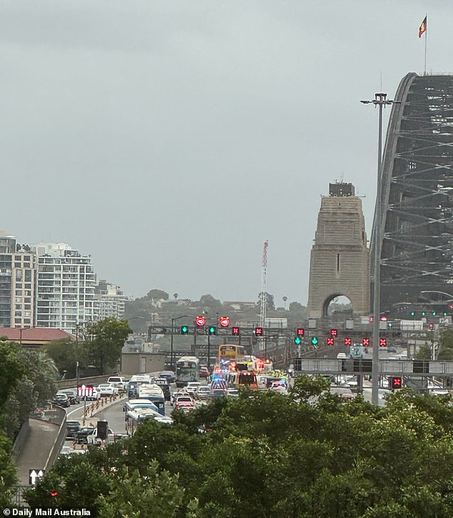 A major two-car crash occurred on the Bradfield Highway leading to the Sydney Harbor Bridge at 4.30pm on Thursday