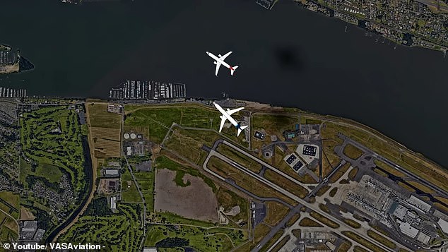 In October.  two commercial planes nearly crashed shortly after one took off from Portland International Airport during a storm, as seen in a virtual reconstruction