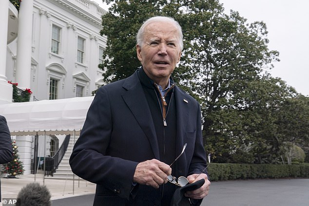 The ban came after the Biden administration opted not to veto a ruling on patent infringement.  Biden is pictured leaving the White House on Saturday