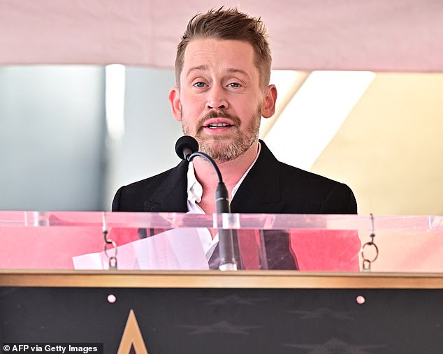 Meanwhile, Macaulay took the stage in front of family and many famous friends earlier this month to accept the honor and praise his partner for giving him 