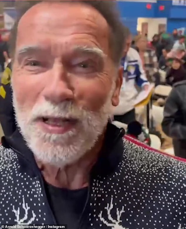 Arnold Schwarzenegger, 76, helped spread the joy of the holidays when he donated his time and an array of gifts to children in need at the Hollenbeck Youth Center on Saturday