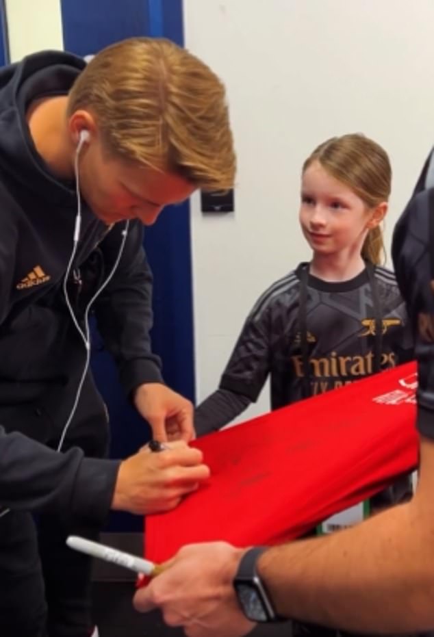 Arsenal captain Martin Odegaard previously appeared to ignore a young mascot in images shared by the club