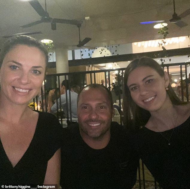 Kelly Higgins is pictured on the left with her ex-boyfriend and Brittany Higgins.  The Instagram post is dated November 26, 2019