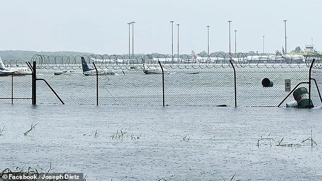 Cairns Airport was forced to close due to severe flooding, with extraordinary footage showing multiple planes on the runway submerged in a rising tide