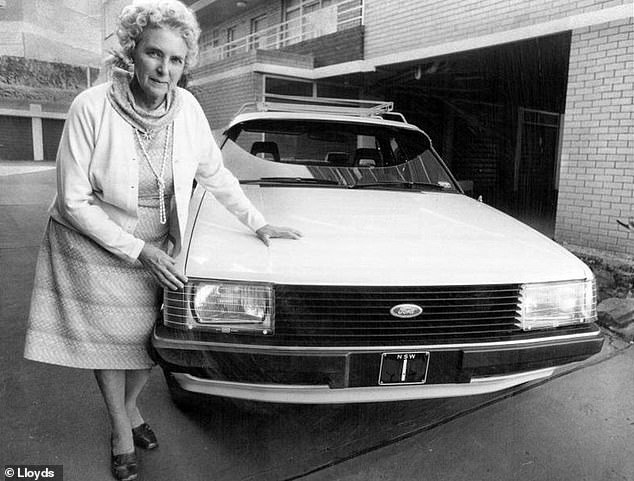 Lady Majorie Stewart (pictured left) placed the plates on her 1981 Ford LTD sedan (pictured center) after her husband purchased the plates in the 1930s