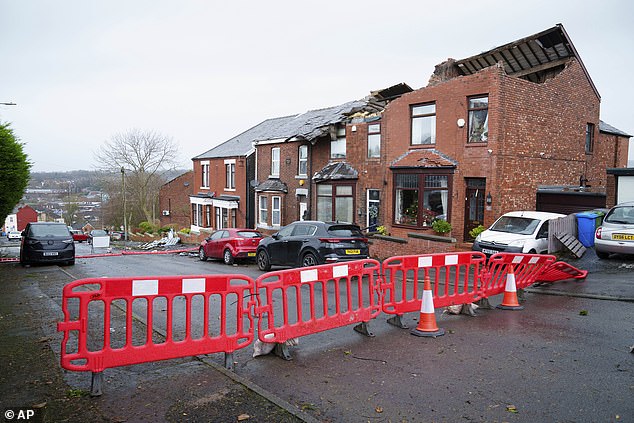 About 100 houses were damaged by the extreme weather, with some having their roofs ripped off