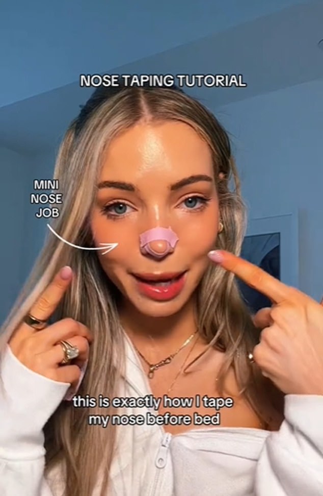 Isabelle, from the US, posted a 'nose tape tutorial' on TikTok, where she has more than half a million followers