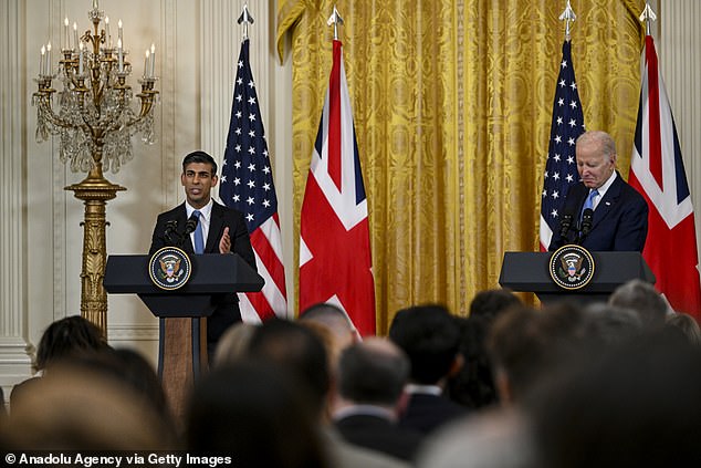 US President Joe Biden and British Prime Minister Rishi Sunak during a joint press conference at the White House in Washington DC, on June 8, 2023