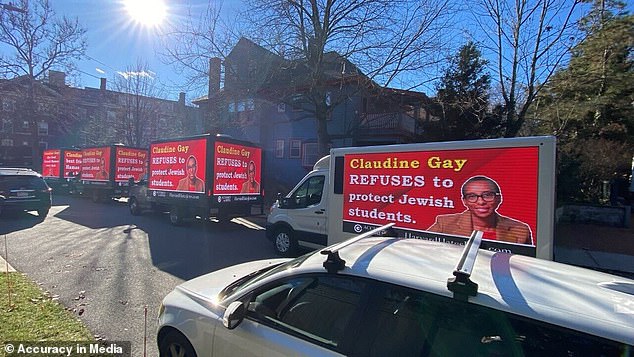 A conservative group, Accuracy in Media, has sent billboards calling for the shooting of Claudine Gay around Harvard's campus.  Although Ackman has led the campaign to oust Gay, he said Wednesday he does not support the trucks, which he called 