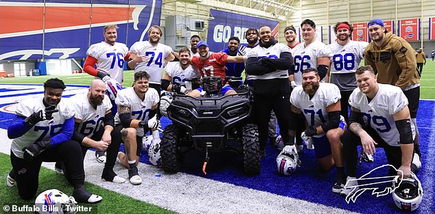 The Buffalo Bills offensive line and tight confines gave QB Josh Allen an ATV for Christmas