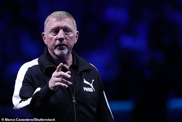 Becker (pictured at last month's ATP World Tour final) wasn't having it when Kyrgios said it was 'absurd' to think he could compete in modern tennis