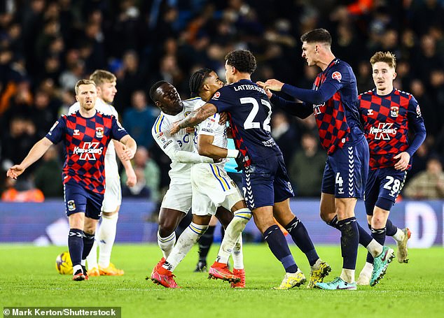 Brawl erupts between Leeds and Coventry players at full time with