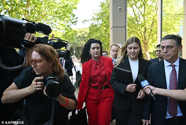 Brittany Higgins leaves Federal Court in Sydney on Tuesday