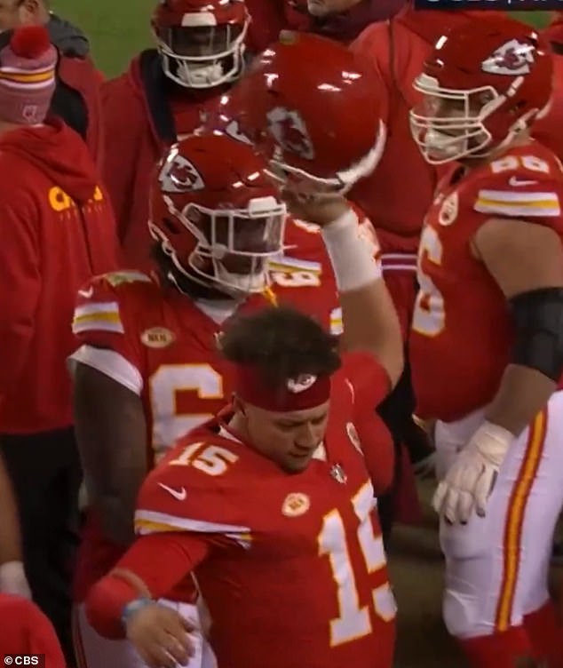 An angry Mahomes yelled at the officials and slammed his helmet after the Chiefs ruled out a touchdown against the Buffalo Bills late in the fourth quarter