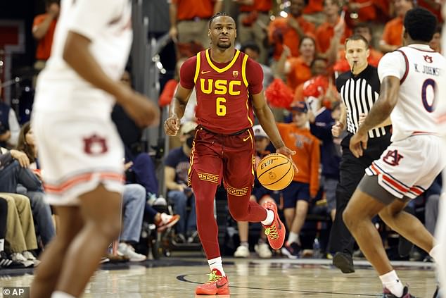 USC guard Bronny James also had two rebounds and two turnovers in 14 minutes at Alabama