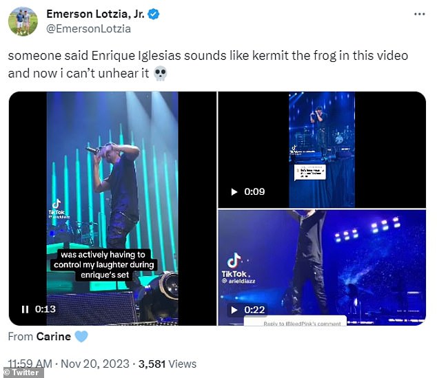 One fan compared Enrique's singing to Kermit the Frog