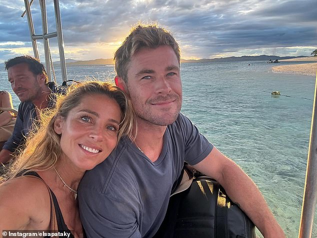 Chris Hemsworth, 40, (right) and wife Elsa Pataky, 47, (left) threw cold water on speculation about the status of their marriage by reuniting this week for a family vacation in Fiji