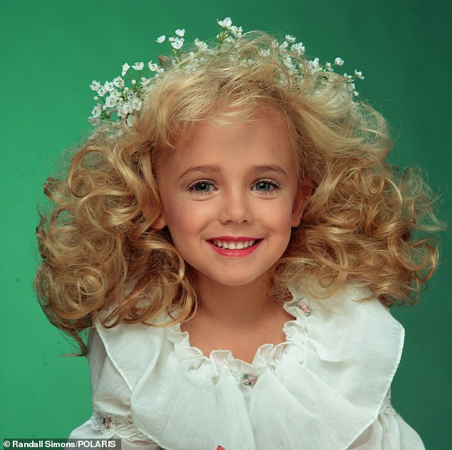 Pictured: JonBenét Ramsey, 6, was a child beauty queen and murder victim.  Her killer has not yet been identified as the investigation remains open.  JonBenet would have been 33 years old today