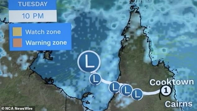 The Bureau of Meteorology predicts Jasper (above) will move into the Gulf of Carpentaria and possibly develop into a cyclone again from next Wednesday through the weekend