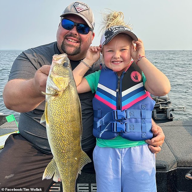 Tim Wollak and six-year-old Henley, of Peshtigo, Wisconsin, were in Green Bay near Green Island in August when their sonar picked up what the child thought was an octopus.