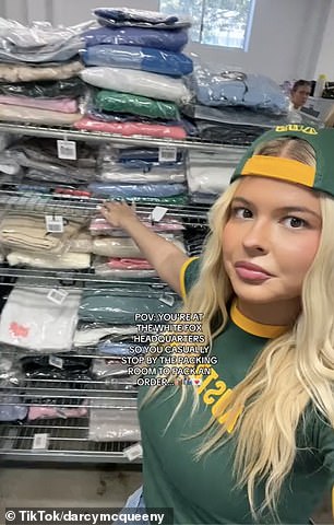 American influencer Darcy McQueeny went to the headquarters of White Fox Boutique in Sydney last week