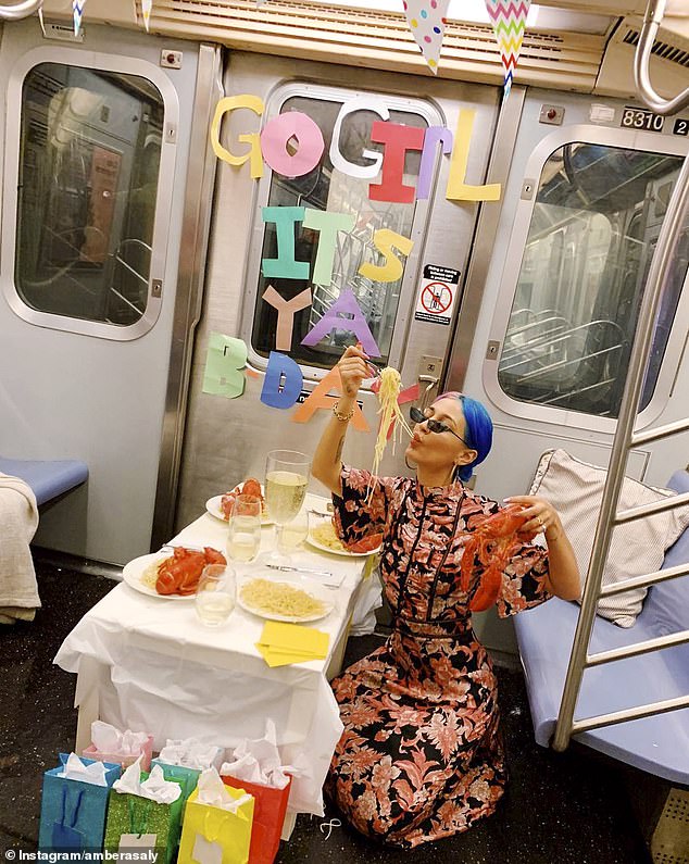 A location!  Los Angeles-based photographer Amber Asaly celebrated her birthday on a J train late Wednesday night