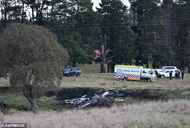 The five-seat Cirrus aircraft 'twisted like a corkscrew' before hitting the ground in a field at Gundaroo, north of Queanbeyan, on October 6.