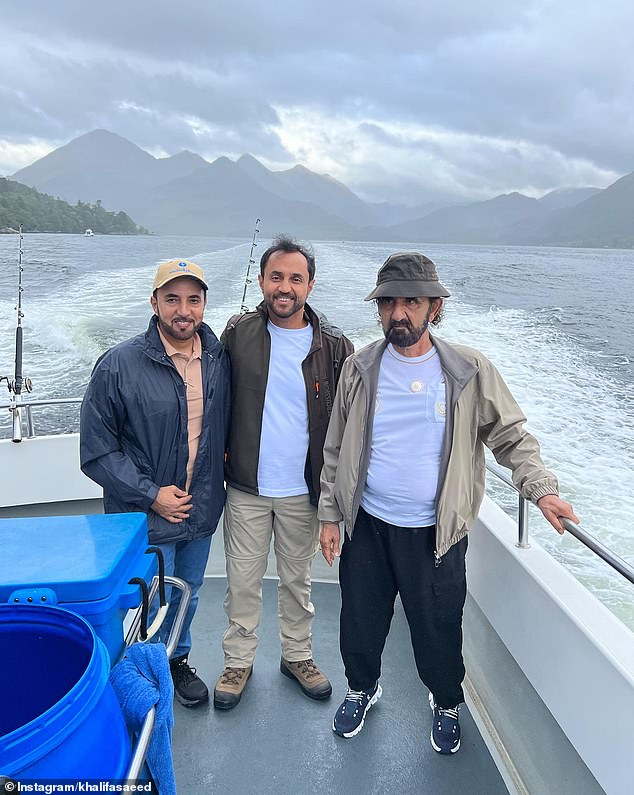 Sheikh Mohammed bin Rashid al-Maktoum (right) is the billionaire ruler of Dubai, who owns a 63,000-hectare estate in Scotland (pictured at the estate in August)