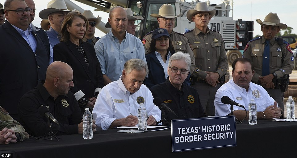 Texas Governor Greg Abbott is being sued by Democrats and immigration rights groups after he signed a law allowing his police to arrest and detain illegal migrants crossing the border into Mexico.  El Paso County, one of the most Democratic enclaves in Texas, is joining two immigrant groups in a legal effort to block the measures.